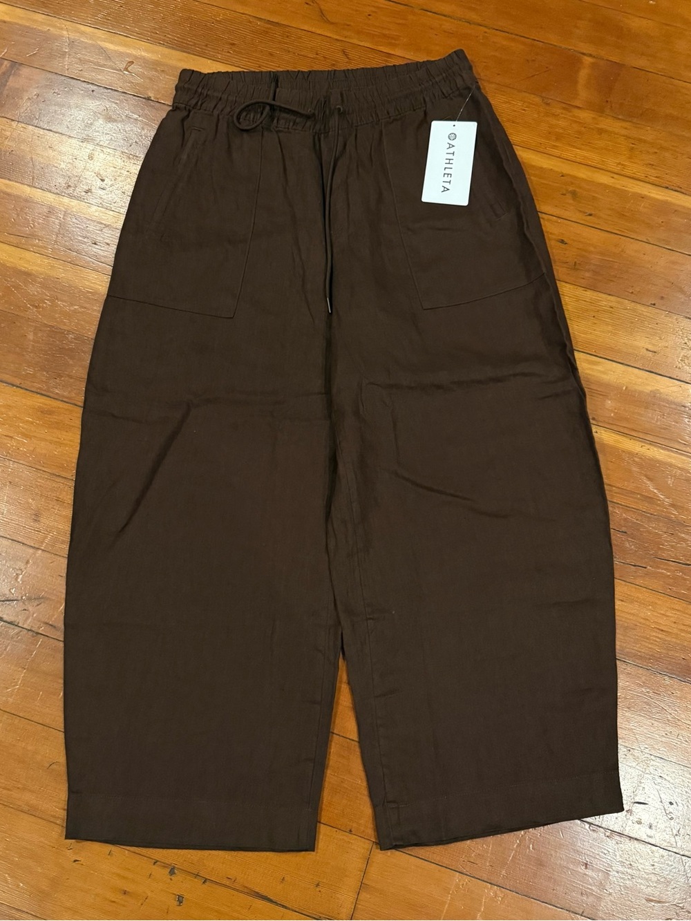 🤎 Athleta Retreat Linen Easy Barrel Crop Pants Medium